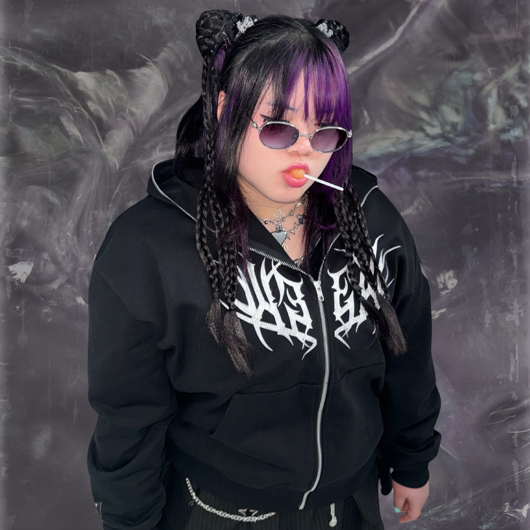 KREW2K Rhinestone Zip-Up Hoodie