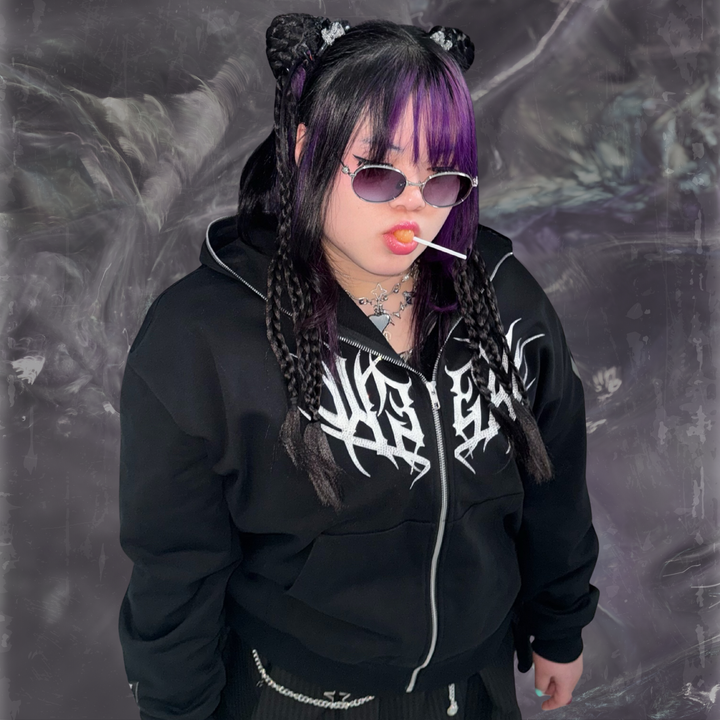 KREW2K Rhinestone Zip-Up Hoodie