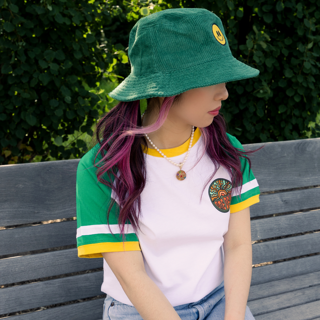 HAPPY CAMPER CORDUROY BUCKET HAT